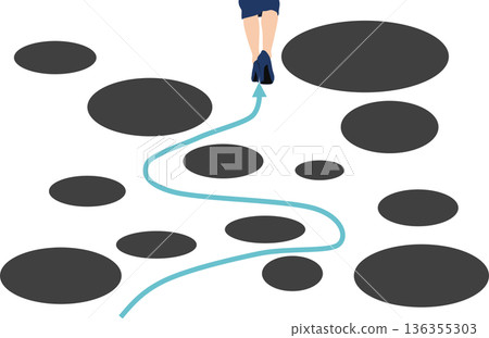 一位女商人避免危險的插圖 136355303