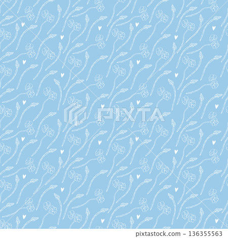 Vintage floral design, delicate white and blue seamless pattern. Garden, small wildflowers, small floral vector pattern. Design for fashion, fabrics, textiles, and wallpaper. Vector white illustration Vintage floral design, delicate white and blue seamless pattern. Garden, small wildflowers, small floral vector pattern. Design for fashion, fabrics, textiles, and wallpaper. Vector white illustration 136355563