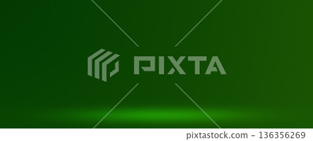 Green studio stage background with soft floor lighting 136356269
