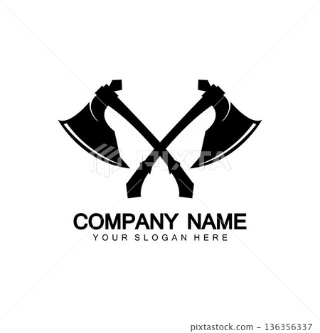 War axe logo. War axe  executioner axe  viking battle axe in vector 136356337