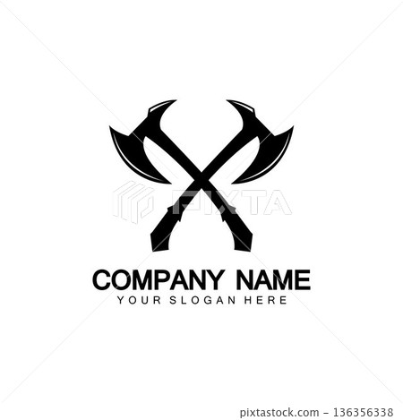 War axe logo. War axe executioner axe viking battle axe in vector War axe logo. War axe executioner axe viking battle axe in vector 136356338