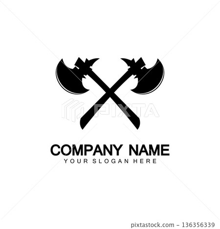 War axe logo. War axe  executioner axe  viking battle axe in vector 136356339