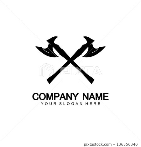 War axe logo. War axe executioner axe viking battle axe in vector War axe logo. War axe executioner axe viking battle axe in vector 136356340