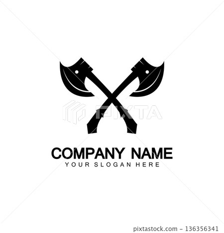 War axe logo. War axe  executioner axe  viking battle axe in vector 136356341