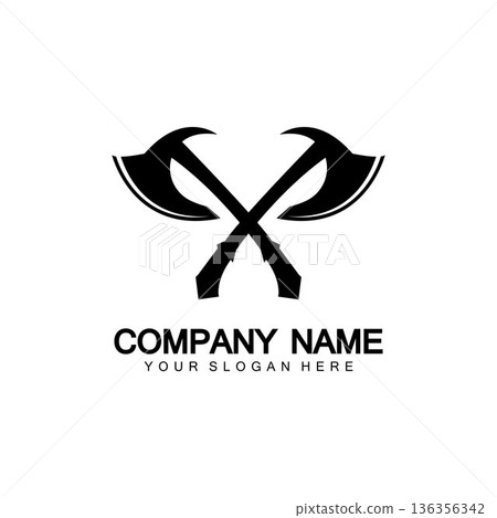 War axe logo. War axe executioner axe viking battle axe in vector War axe logo. War axe executioner axe viking battle axe in vector 136356342