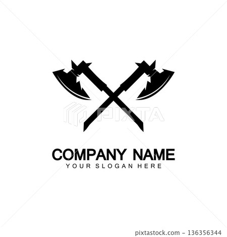 War axe logo. War axe  executioner axe  viking battle axe in vector 136356344