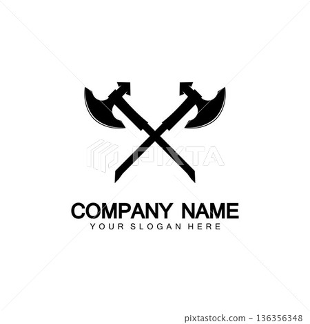 War axe logo. War axe executioner axe viking battle axe in vector War axe logo. War axe executioner axe viking battle axe in vector 136356348