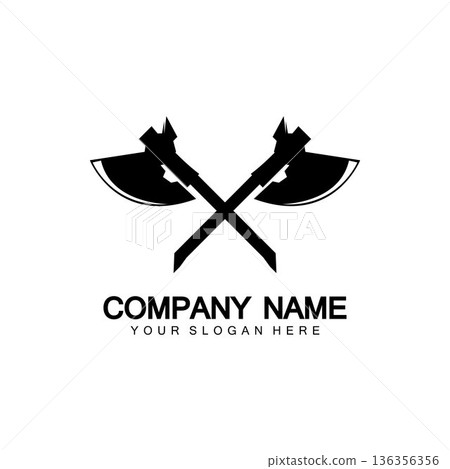 War axe logo. War axe  executioner axe  viking battle axe in vector 136356356