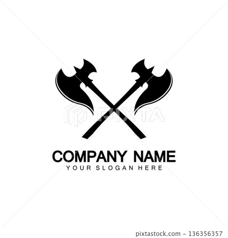War axe logo. War axe executioner axe viking battle axe in vector War axe logo. War axe executioner axe viking battle axe in vector 136356357