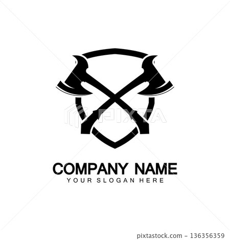 War axe logo. War axe  executioner axe  viking battle axe in vector 136356359