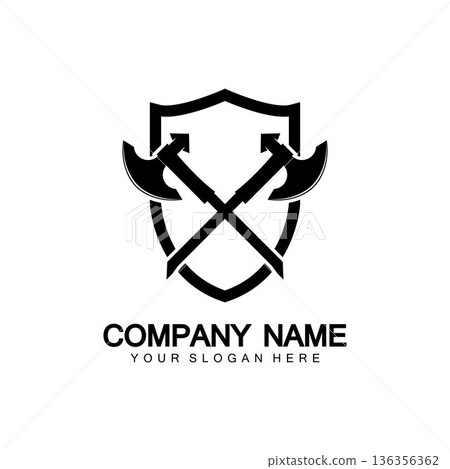 War axe logo. War axe  executioner axe  viking battle axe in vector 136356362