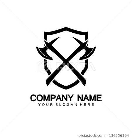 War axe logo. War axe executioner axe viking battle axe in vector War axe logo. War axe executioner axe viking battle axe in vector 136356364