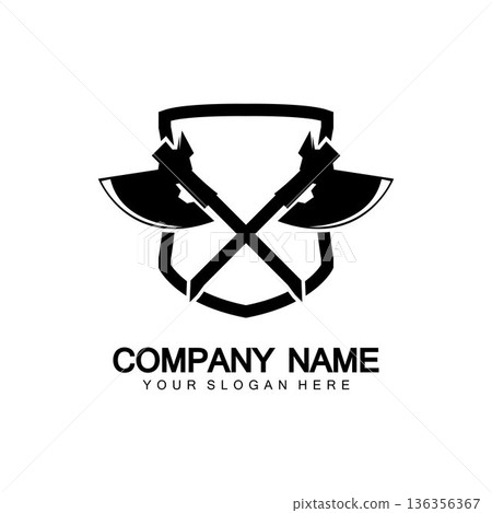 War axe logo. War axe  executioner axe  viking battle axe in vector 136356367