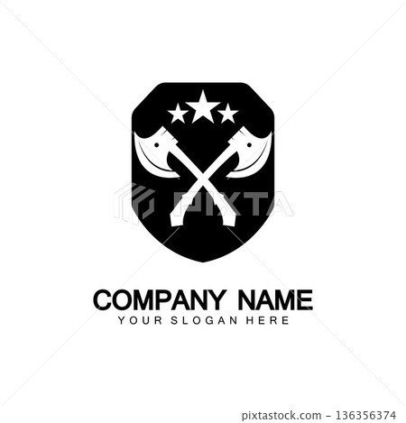 War axe logo. War axe  executioner axe  viking battle axe in vector 136356374