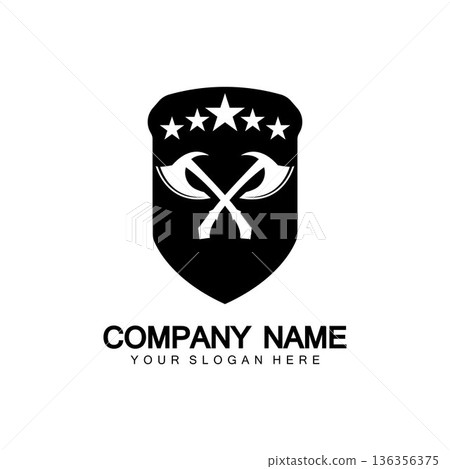 War axe logo. War axe  executioner axe  viking battle axe in vector 136356375