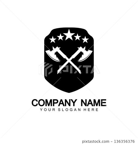 War axe logo. War axe executioner axe viking battle axe in vector War axe logo. War axe executioner axe viking battle axe in vector 136356376