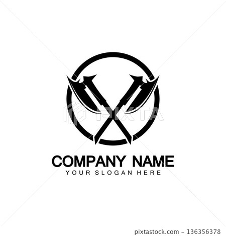 War axe logo. War axe executioner axe viking battle axe in vector War axe logo. War axe executioner axe viking battle axe in vector 136356378