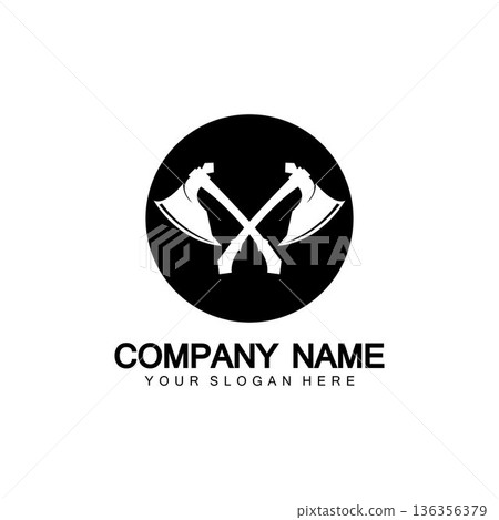 War axe logo. War axe  executioner axe  viking battle axe in vector 136356379