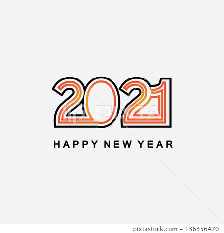 2021 new year icon vector illustration design template.Design for banner, greeting cards, brochure or print. Vector illustration. Isolated on white background. 136356470