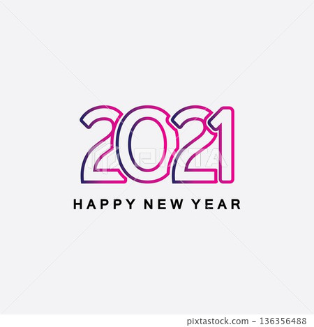 2021 new year icon vector illustration design template.Design for banner, greeting cards, brochure or print. Vector illustration. Isolated on white background. 136356488