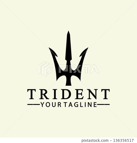 Vintage Trident Spear of Poseidon Neptune God Triton King logo design Vintage Trident Spear of Poseidon Neptune God Triton King logo design 136356517
