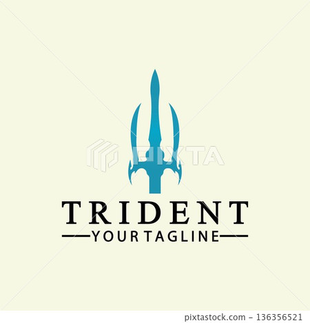 Vintage Trident Spear of Poseidon Neptune God Triton King logo design 136356521