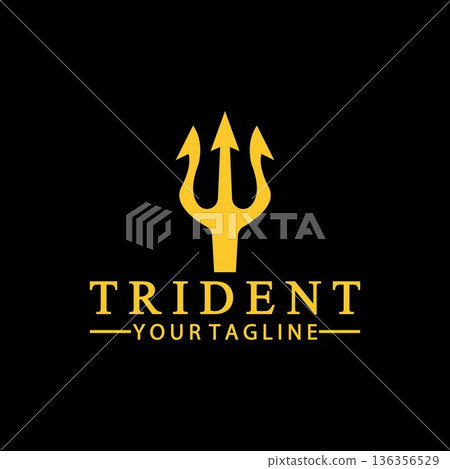 Vintage Trident Spear of Poseidon Neptune God Triton King logo design Vintage Trident Spear of Poseidon Neptune God Triton King logo design 136356529