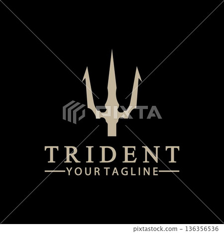 Vintage Trident Spear of Poseidon Neptune God Triton King logo design Vintage Trident Spear of Poseidon Neptune God Triton King logo design 136356536