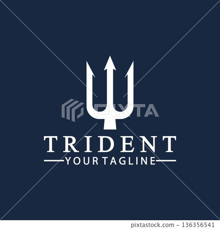 Vintage Trident Spear of Poseidon Neptune God Triton King logo design Vintage Trident Spear of Poseidon Neptune God Triton King logo design 136356541