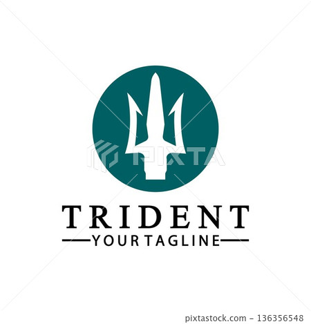 Vintage Trident Spear of Poseidon Neptune God Triton King logo design Vintage Trident Spear of Poseidon Neptune God Triton King logo design 136356548