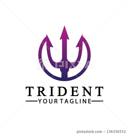 Vintage Trident Spear of Poseidon Neptune God Triton King logo design Vintage Trident Spear of Poseidon Neptune God Triton King logo design 136356552