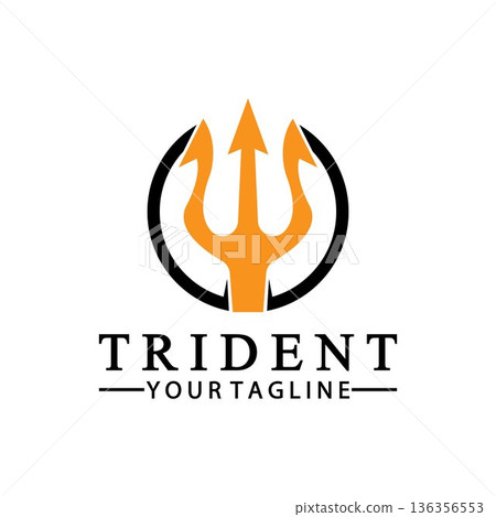 Vintage Trident Spear of Poseidon Neptune God Triton King logo design Vintage Trident Spear of Poseidon Neptune God Triton King logo design 136356553