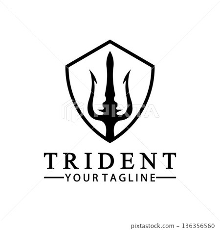 Vintage Trident Spear of Poseidon Neptune God Triton King logo design Vintage Trident Spear of Poseidon Neptune God Triton King logo design 136356560
