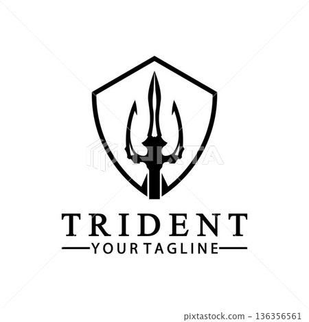 Vintage Trident Spear of Poseidon Neptune God Triton King logo design Vintage Trident Spear of Poseidon Neptune God Triton King logo design 136356561