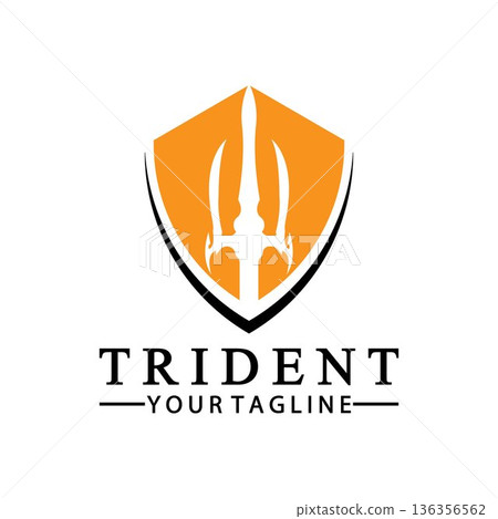 Vintage Trident Spear of Poseidon Neptune God Triton King logo design Vintage Trident Spear of Poseidon Neptune God Triton King logo design 136356562