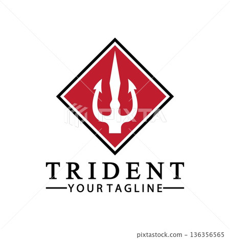 Vintage Trident Spear of Poseidon Neptune God Triton King logo design Vintage Trident Spear of Poseidon Neptune God Triton King logo design 136356565