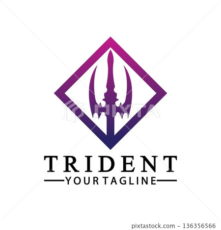 Vintage Trident Spear of Poseidon Neptune God Triton King logo design 136356566