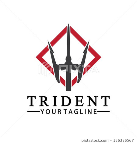 Vintage Trident Spear of Poseidon Neptune God Triton King logo design Vintage Trident Spear of Poseidon Neptune God Triton King logo design 136356567