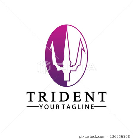 Vintage Trident Spear of Poseidon Neptune God Triton King logo design Vintage Trident Spear of Poseidon Neptune God Triton King logo design 136356568