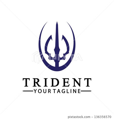 Vintage Trident Spear of Poseidon Neptune God Triton King logo design Vintage Trident Spear of Poseidon Neptune God Triton King logo design 136356570