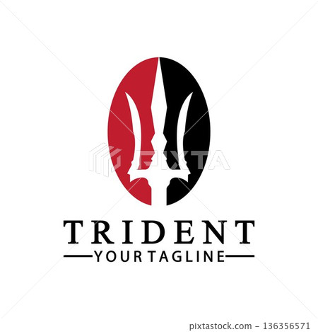 Vintage Trident Spear of Poseidon Neptune God Triton King logo design 136356571