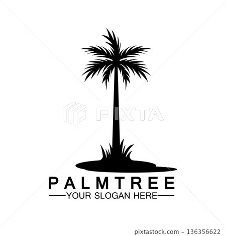 Palm tree summer logo template 136356622