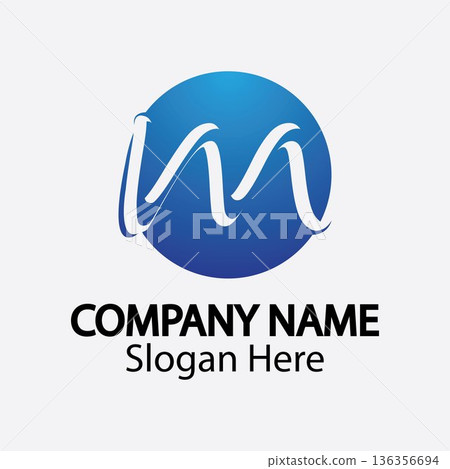 M letter wave Logo Template vector illustration 136356694