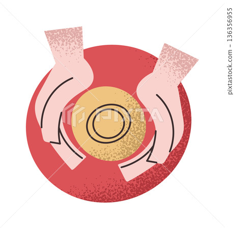 Hands modeling on pottery wheel 136356955