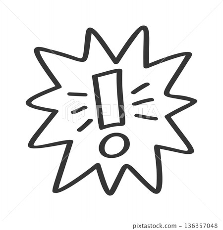 Doodle exclamation hand drawn sticker Doodle exclamation hand drawn sticker 136357048
