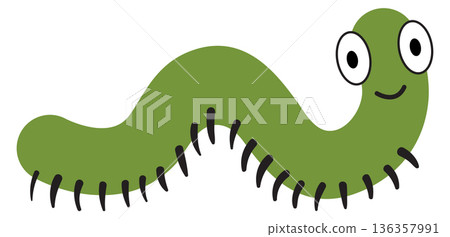 Caterpillar mascot. Garden nature animal. Green insect 136357991