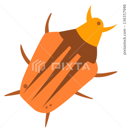 Horned beetle color icon. Wildlife fauna symbol 136357996