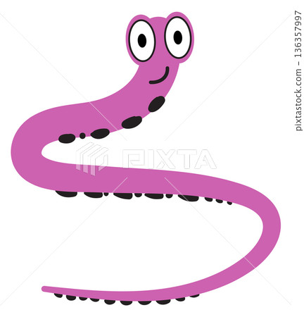 Worm color icon. Crawling funny animal mascot 136357997