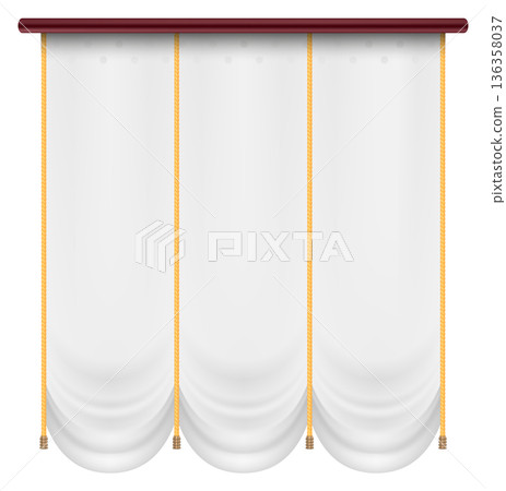 Classic white drapery. Luxury silk or satin curtain 136358037