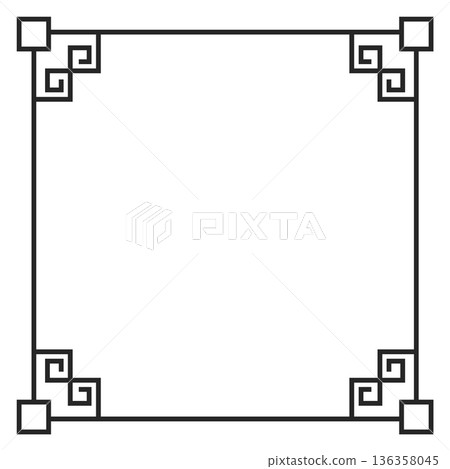 Retro geometric frame. Art deco ornament border Retro geometric frame. Art deco ornament border 136358045